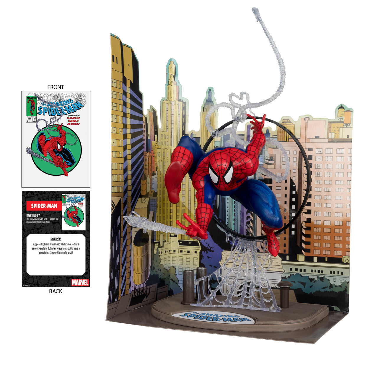 Mcfarlane Marvel Spider-Man (The Amazing Spider-Man #301) 1:6th Scale Posed Figure w/Scene & Comic