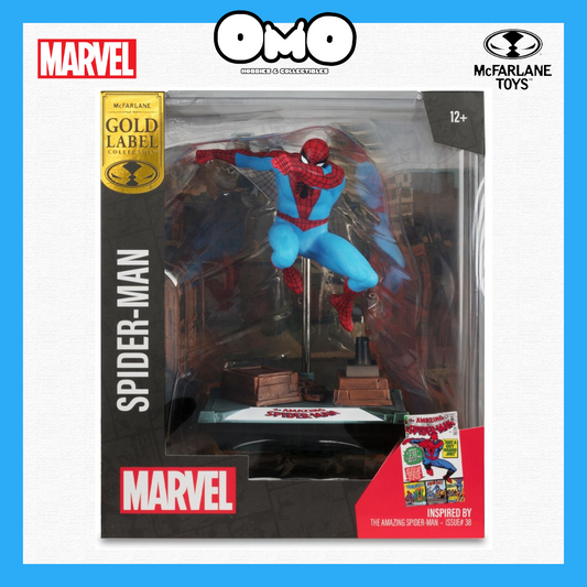 Mcfarlane Marvel Spider-Man 1:10th Scale Collectible with Scene (The Amazing Spider-Man #38) Gold Label