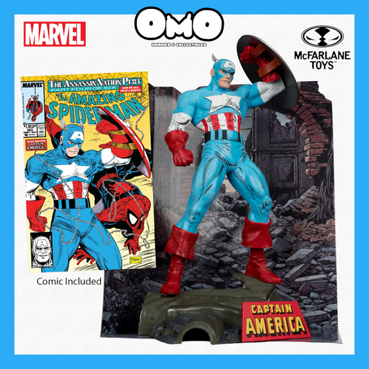 Mcfarlane Marvel Captain America (The Amazing Spider-Man #323) 1:6th Scale Posed Figure w/Scene & Comic